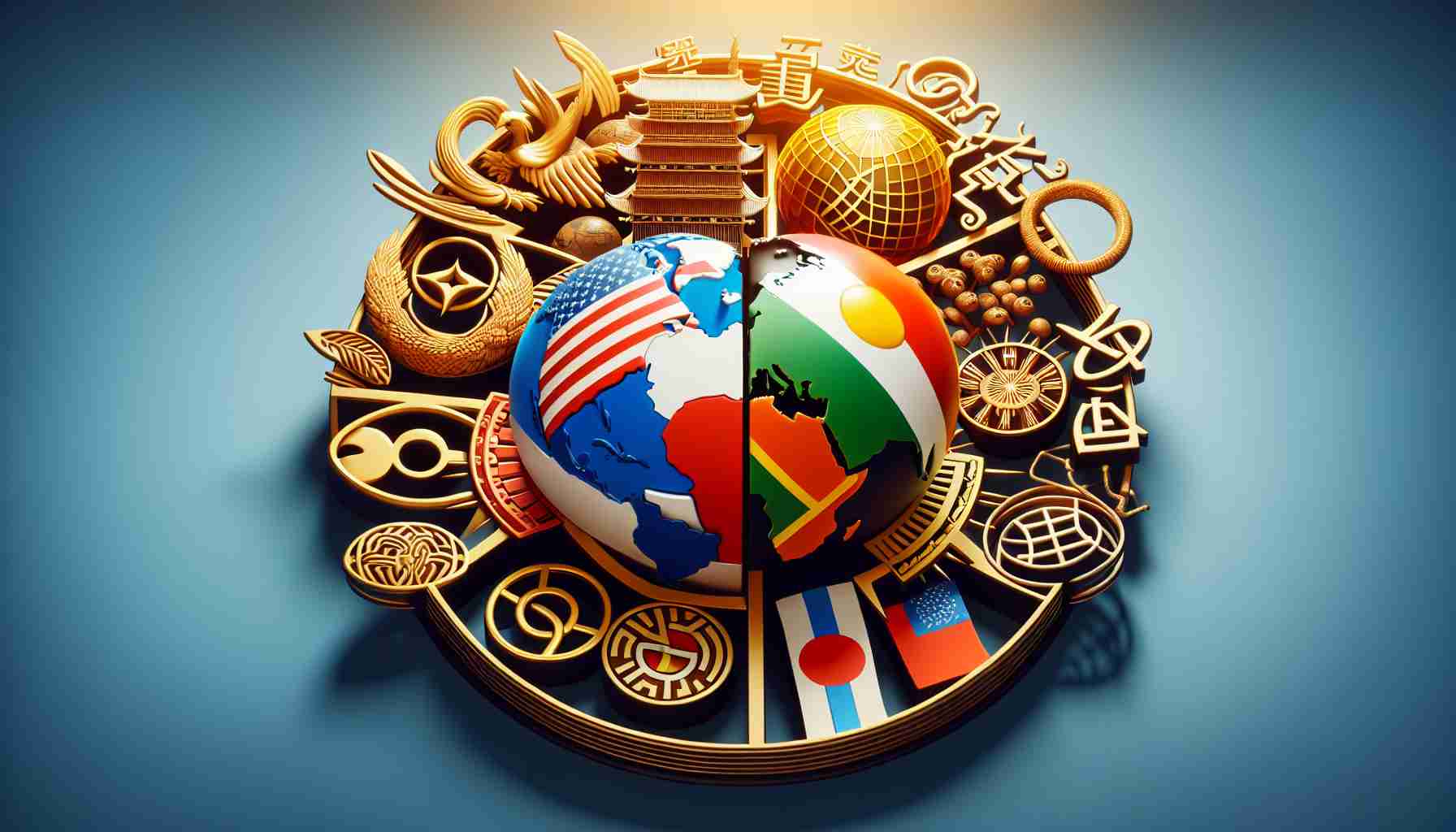Create a realistic HD image showcasing the theme of diplomatic ties expanding between an East Asian country and an African nation. This concept could be illustrated through symbols, cultural elements, and other relevant imagery that could signify a new era for international relations.