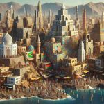 Generate a high definition, realistic image that embodies the spirit of Africa beyond the typical safari experience. The image should display the continent's rich cultural diversity, architectural wonders, vibrant markets, diverse landscapes from mountains to coastal regions, and the daily life of its people. Represent a variety of descent such as Caucasian, Hispanic, Black, Middle-Eastern, South Asian, and White among the individuals depicted in the scene.