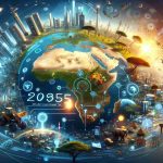 Depict a realistic and high definition futuristic representation of the year 2025, specifically focusing on transformative events in Africa. The image could include major developments in sectors such as technology, infrastructure, education, health, and other indicators of progress and transformation. It could also highlight environmental resilience, cultural preservation, and social initiatives, embodying the spirit of change and growth. Make sure to create a hopeful and positive atmosphere that hints at a groundbreaking year for the continent. Include a banner or a headline that reads '2025: Africa's Game-Changer Year. Don't Miss This Transformative Journey!'.